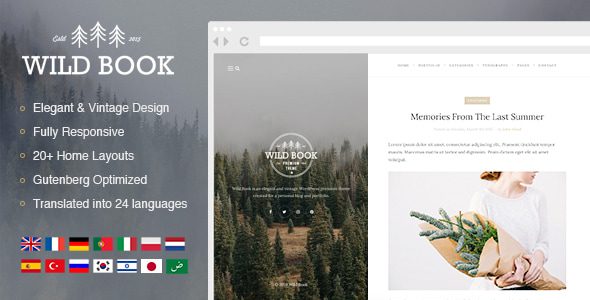Wild Book – Vintage, Elegant and Summer WordPress Personal Blog Theme